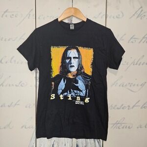 Vintage WCW nWo Sting T Shirt Size‎ Small Black 100% Cotton Short Sleeve